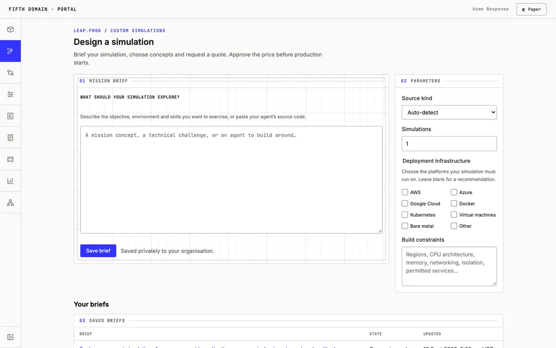Customer portal · design a simulation